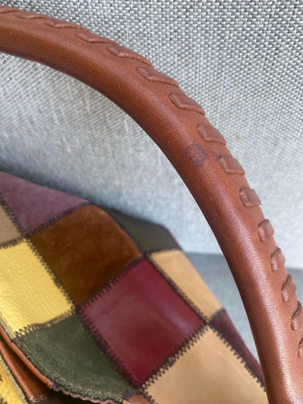 RARE Lucky Brand "Ugly Betty" Patchwork Leather Suede Hobo Bag Y2K Boho Vtg - Picture 12 of 13